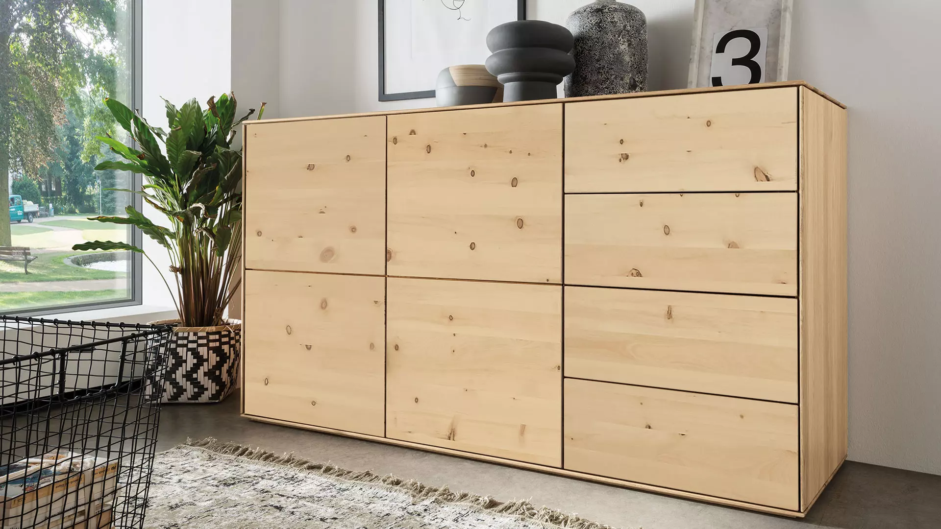 Sideboard en pin cembro Cervino sans traitement de surface