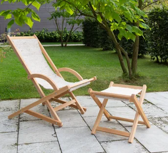 Chaise longue à bascule et tabouret « Vago » 