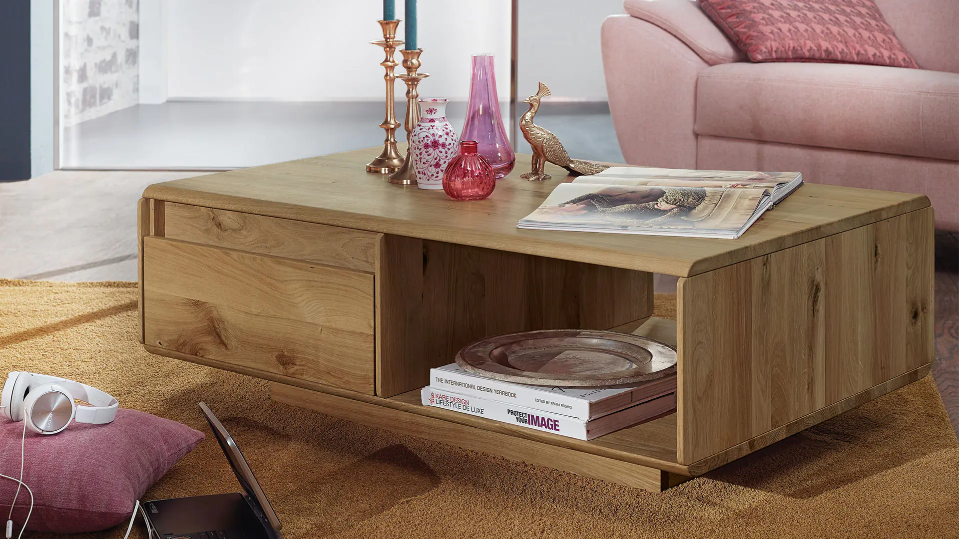 Table basse compacte en chêne sauvage noble