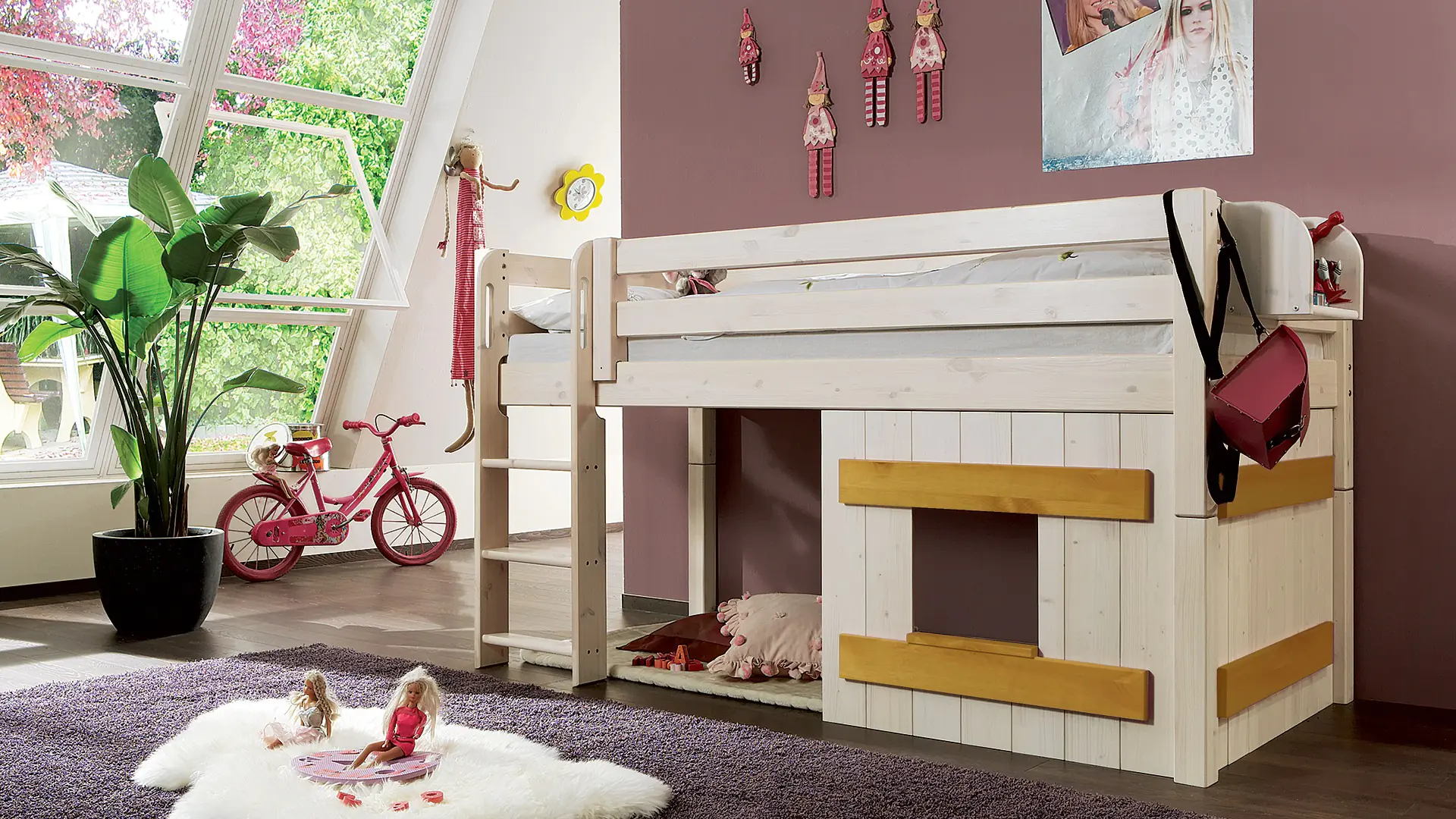 Habillage en bois assorti au mini lit superposé Kiddy en blanc/laqué