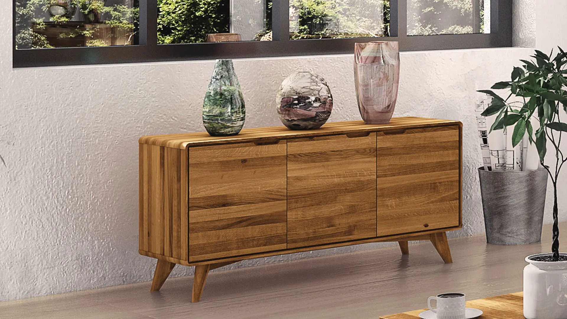 Buffet en bois massif Tario, variante 01 en chêne sauvage